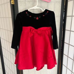 Black and Red Velvet Dress with Bow